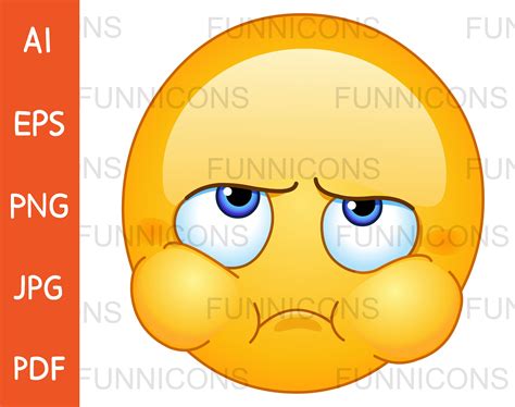 Clipart cartoon van emoji emoticon met opgeblazen wangen ai - Etsy België