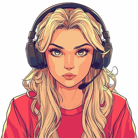 Premium Vector | Young gamer girl avatar streaming with blonde hair and ...