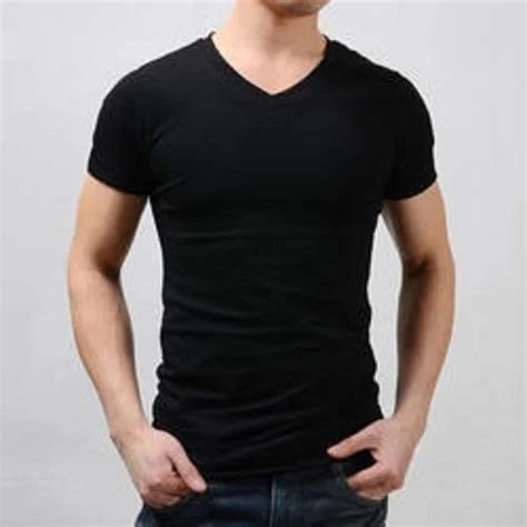 Black Cotton Men's V- Neck T- Shirt at Rs 90/piece in Chennai | ID ...