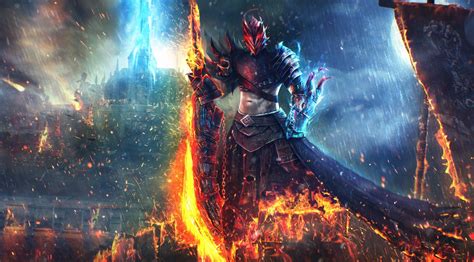 Epic Warrior of Fire and Rain: HD Guild Wars 2 Wallpaper