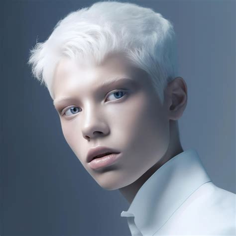 Premium AI Image | haute couture fashion model albino boy studio ...