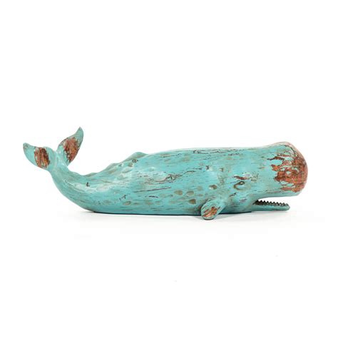 Sperm Whale Sculpture By Zentique | Turquoise Decorative Object In ...