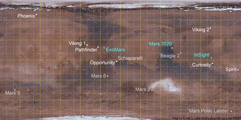 Map of all Mars landing sites as of November… | The Planetary Society