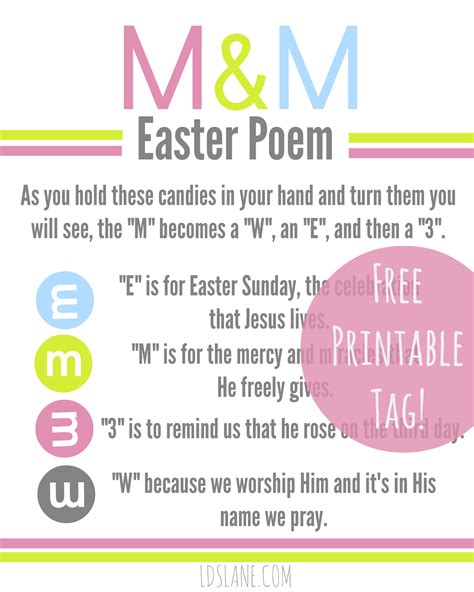 M&M Easter Poem Printable