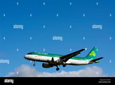 Aer Lingus Airbus A320 landing at Birmingham Airport, UK. (EI-DER Stock ...