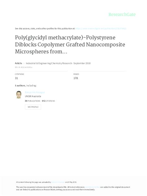 (PDF) Poly (glycidyl methacrylate)-Polystyrene Diblocks Copolymer ...