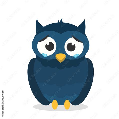 owl character with a sad expression vector illustration,owl cartoon ...