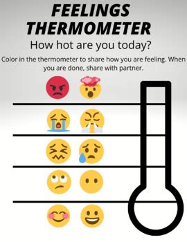 Feelings Emoji Thermometer by Crafty Counseling | TPT