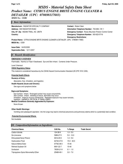 Gunk Engine Brite Degreaser | Dangerous Goods | Chemistry