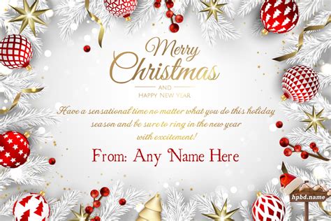 Merry Christmas And New Year Card With Name Edit