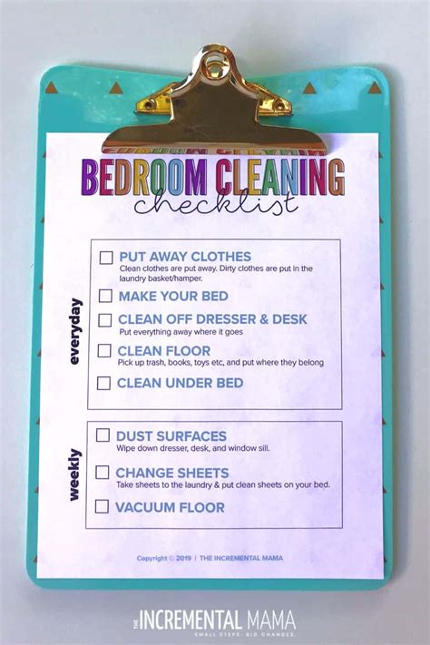 Free Printable Bedroom Cleaning Checklist for Kids - The Incremental Mama