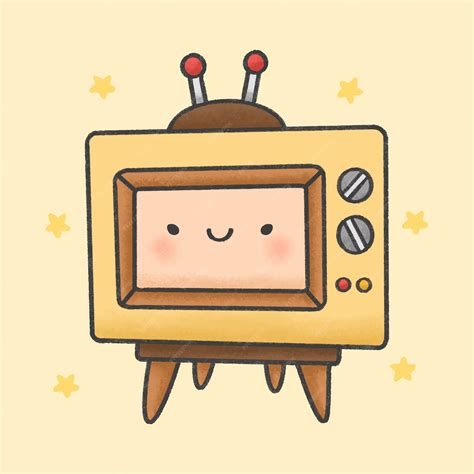 Premium Vector | Cute retro television cartoon hand drawn style