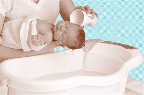 Bathing a baby