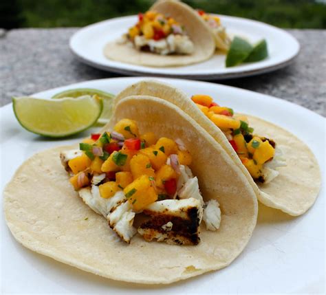 Grilled Halibut Tacos with Peach Salsa- Domesticate ME!