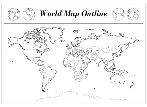 A4 Size World Map Outline Blank World Map, Cool World Map, Time Zone ...