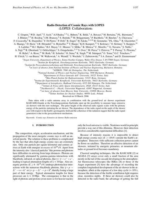 (PDF) Radio detection of cosmic rays with LOPES