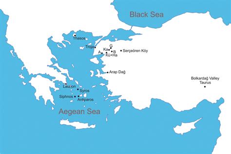 Map of the Aegean Region with Greece and the western part of Turkey ...