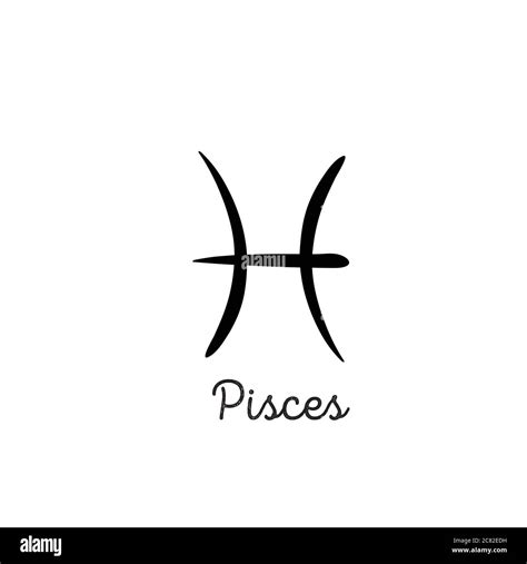 Hand drawn pisces zodiac illustration. Simple line pisces zodiac icon ...