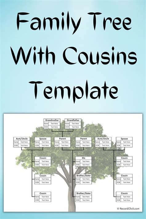 Family Tree With Cousins Template | Family tree cousins, Family tree ...