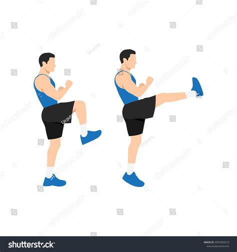 Man Doing Front Kick Exercise Flat Stock Vector (Royalty Free ...