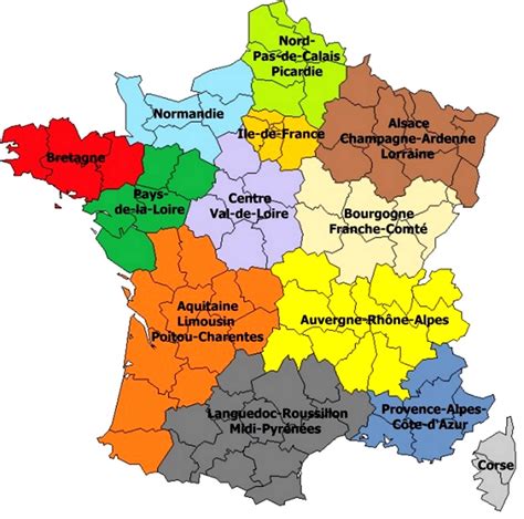 Carte de France des régions en haute qualité (HQ)