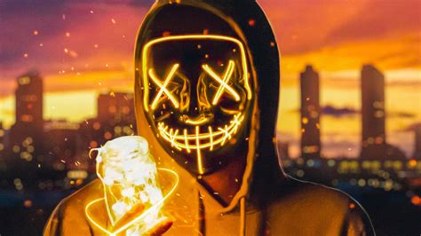 artist, hd, 4k, neon, mask HD Wallpaper