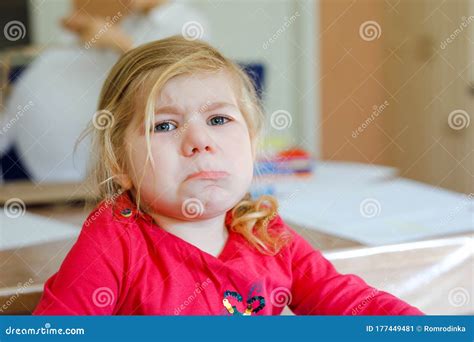 Cute Upset Unhappy Toddler Girl Crying. Angry Emotional Child Shouting ...