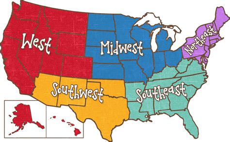 Regions Of The Us Labeled