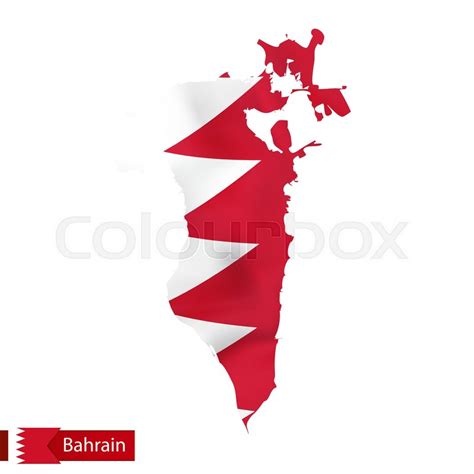 Bahrain map with waving flag of ... | Stock vector | Colourbox