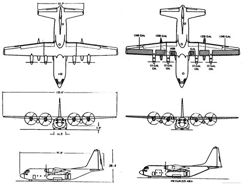 Lockheed C-130 blueprints free - Outlines