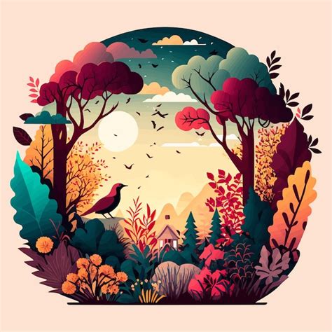 Premium Vector | Nature Mountain Forest Jungle Landscape Background in ...