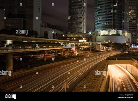 Hong Kong Central at night Stock Photo - Alamy