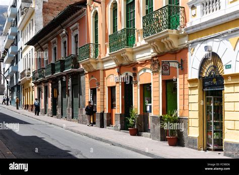 Street view in Old Town, Quito, Ecuador Stock Photo - Alamy