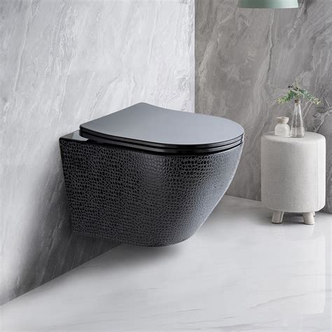 Luxury Round Wall-Mount Toilet Rimless Flushing Ceramic - Bathroom ...