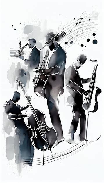 Premium Photo | Jazz black and white collage by Generative AI