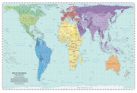 Amazon.com : Updated Peters Projection World Map | Laminated 36" x 24 ...