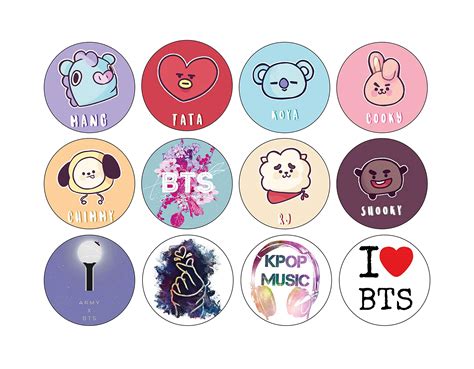 Buy D2C Scrapbook Sticker for BTS BT21 2.5inch Music Cartoon Bangtan ...