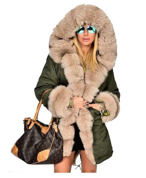 Warm Winter Thick Faux Fur Jacket Women Fur Lined Coat With Hood Long ...