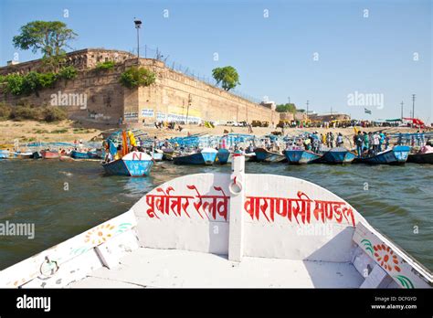 At the confluence of sacred rivers Ganga and Yamuna at Allahabad, Uttar ...