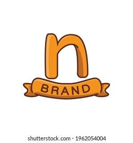 Letter N Logo Design Orange Color Stock Vector (Royalty Free ...