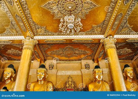 Inside a Small Golden Temple at Shwedagon Pagoda in Yangon. Editorial ...