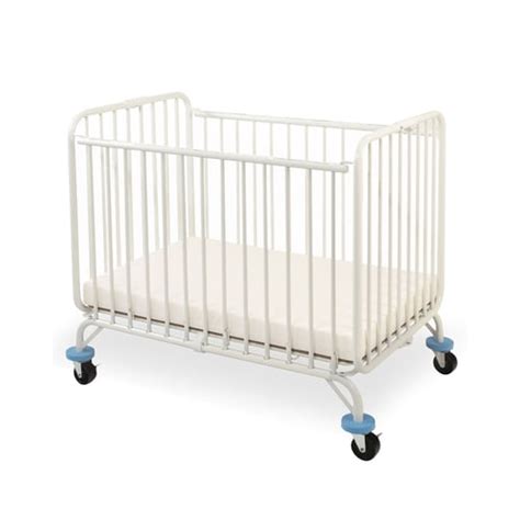 L.A. Baby Compact Metal Crib, White, 39.25" L x 25.25" W x 37.5" H ...