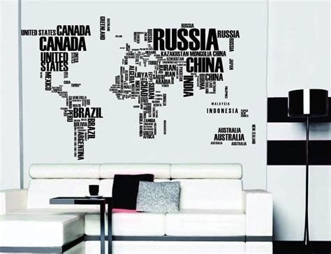 Word World Map Vinyl Wall Sticker - Travel Bible Shop