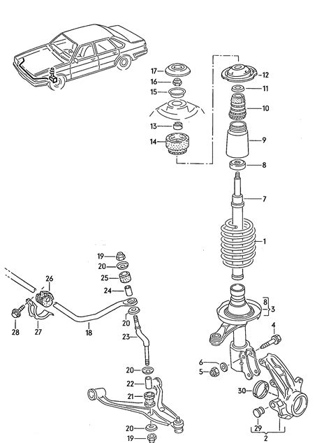 suspension; anti-roll bar; wheel bearing housing; ... Audi 80/90/Avant ...