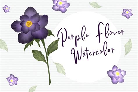 Purple Flower Watercolor Clipart Graphic by majira.girllery · Creative ...