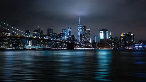 New York City Night Lights Brooklyn Bridge 5K Wallpapers | HD ...