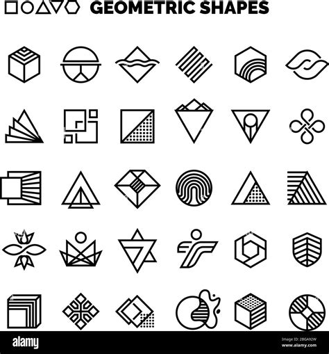 Universal black and white geometric vector shapes isolated for graphic ...