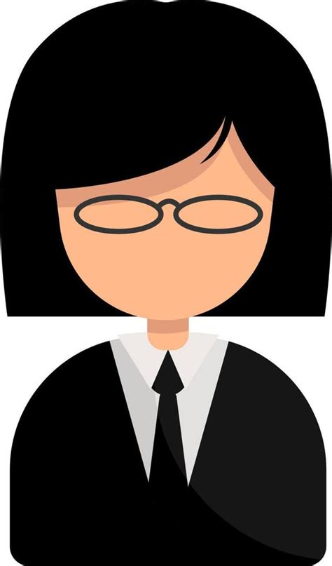 Girl with short black hair and glasses, illustration, vector on white ...