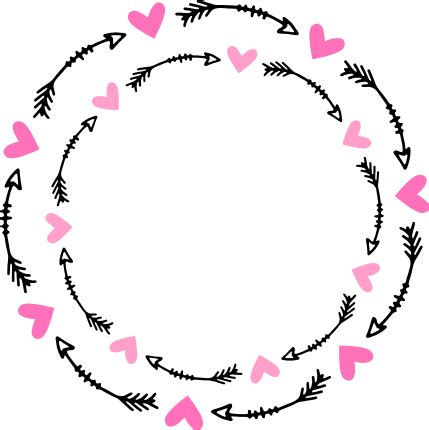 circle heart frame, love free svg file - SVG Heart