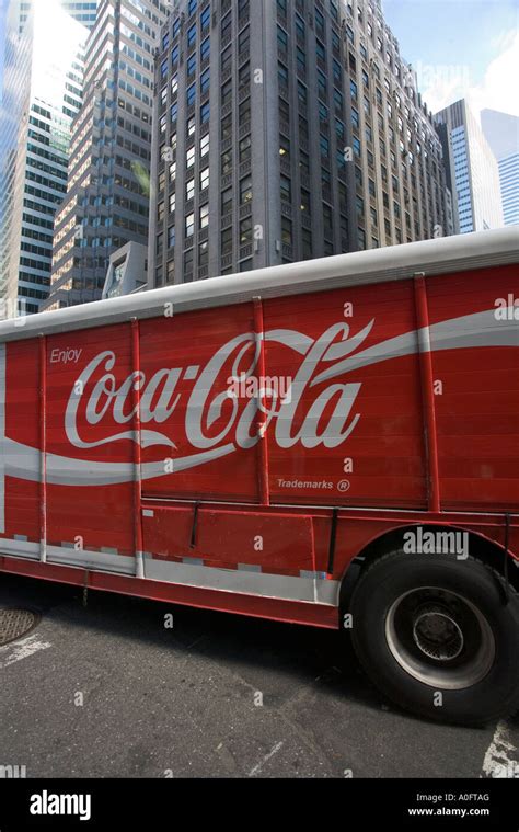 cherry red coca cola coke truck on fifth avenue Stock Photo - Alamy